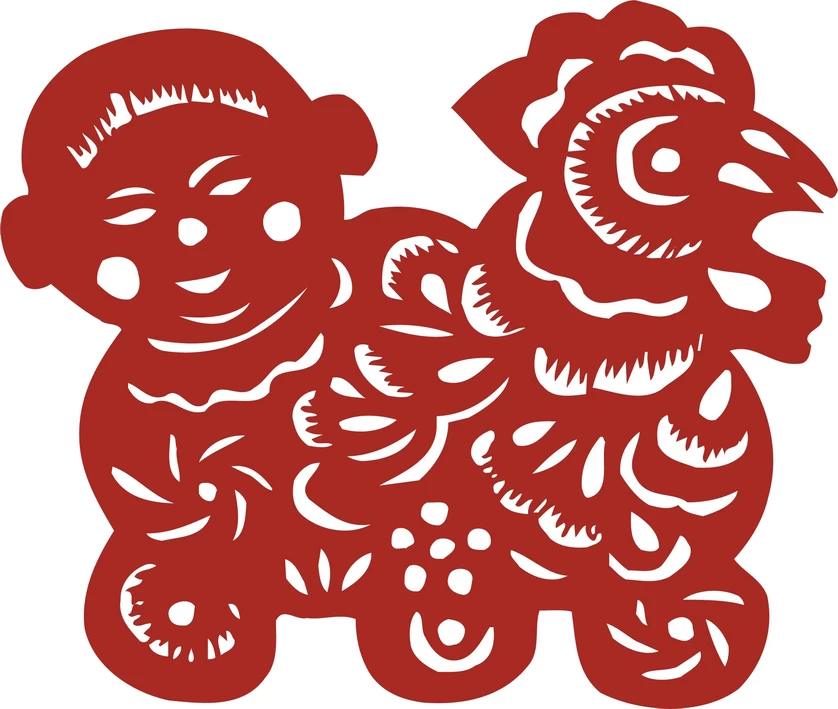 中国风中式传统喜庆民俗人物动物窗花剪纸插画边框AI矢量PNG素材【119】
